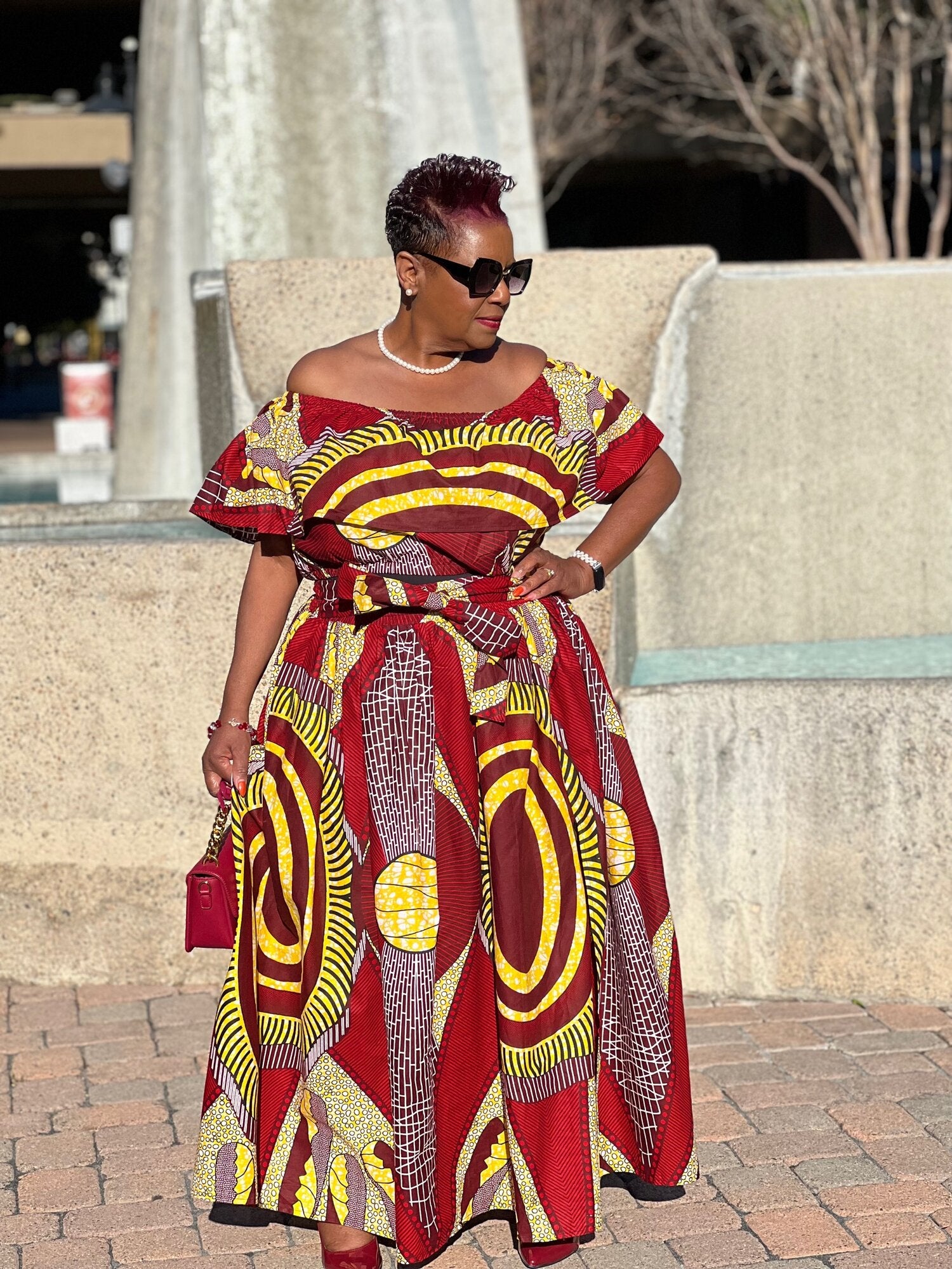 green emerald velvet dress Vacation Vibes African Print Skirt – Wax & Wonder main image 0