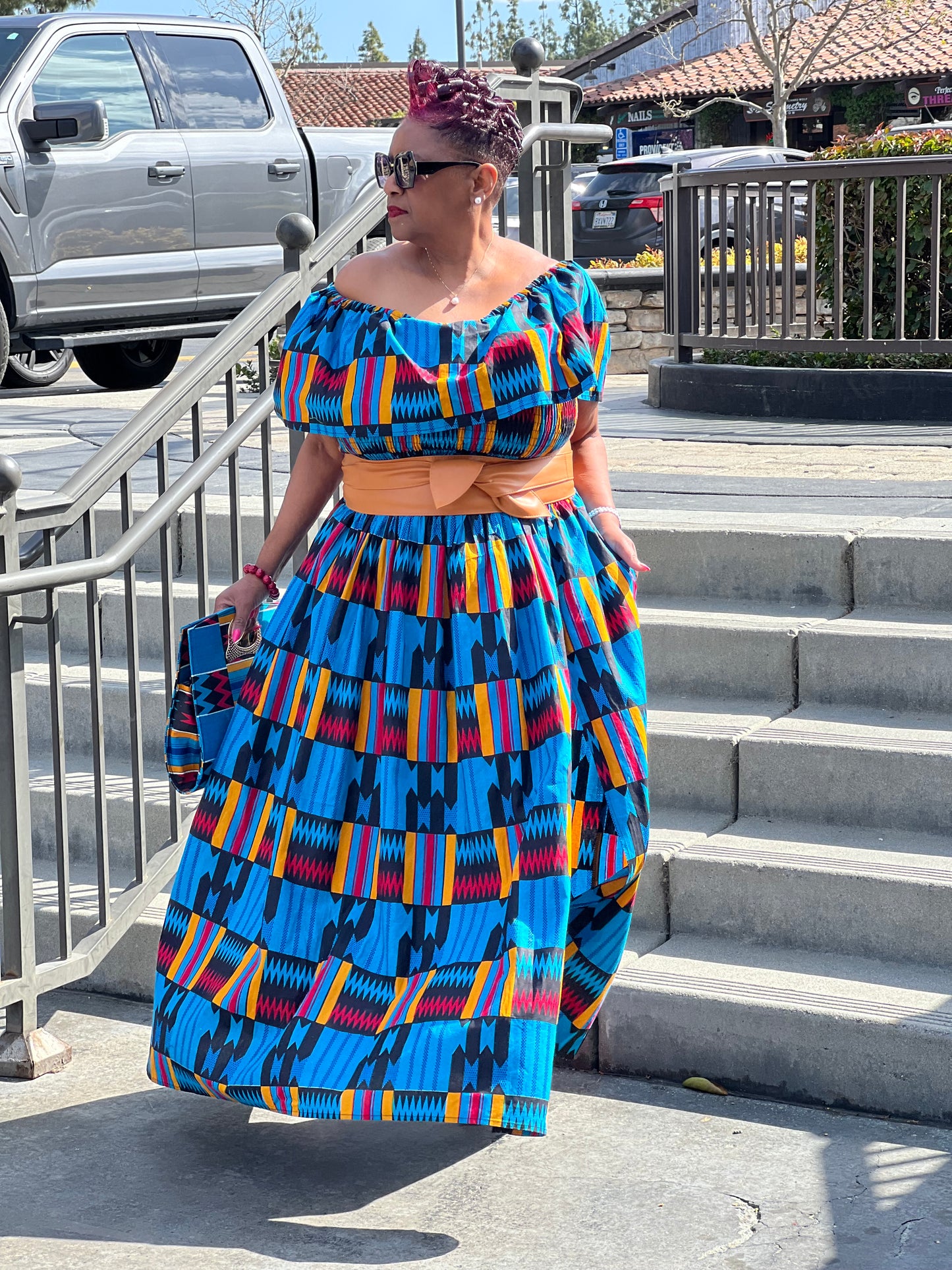 Londyn African Print Dress & Handbag - Shirley Girl Boutique