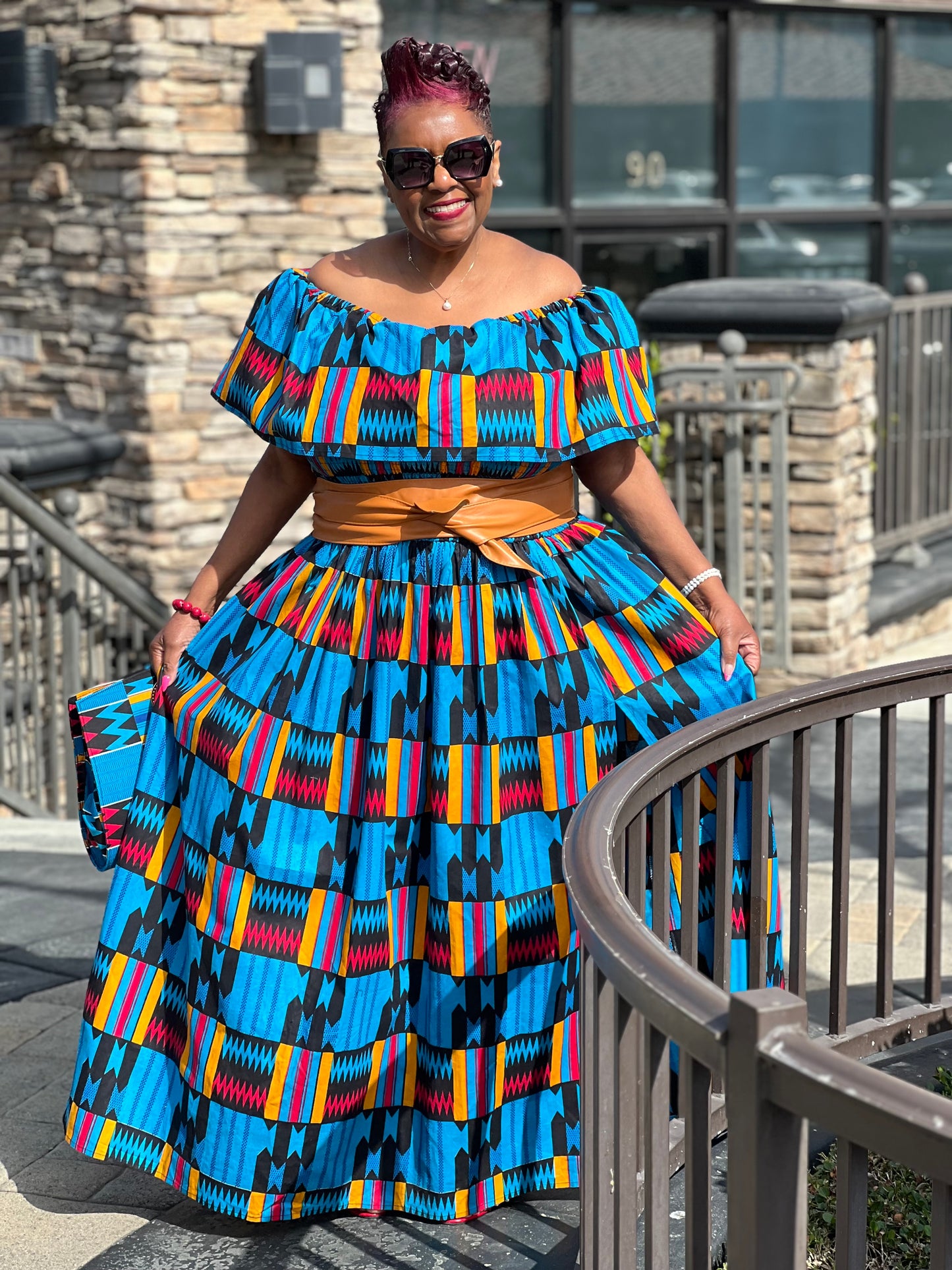 Londyn African Print Dress & Handbag - Shirley Girl Boutique