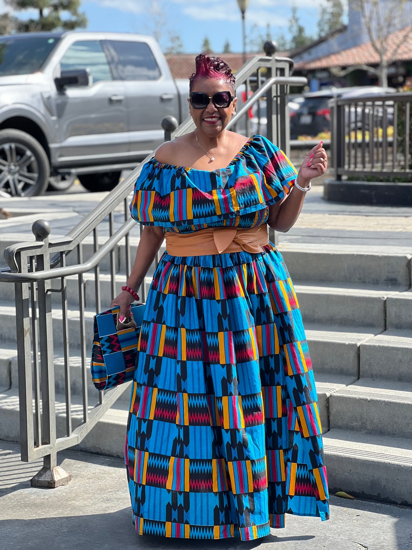 Londyn African Print Dress & Handbag - Shirley Girl Boutique