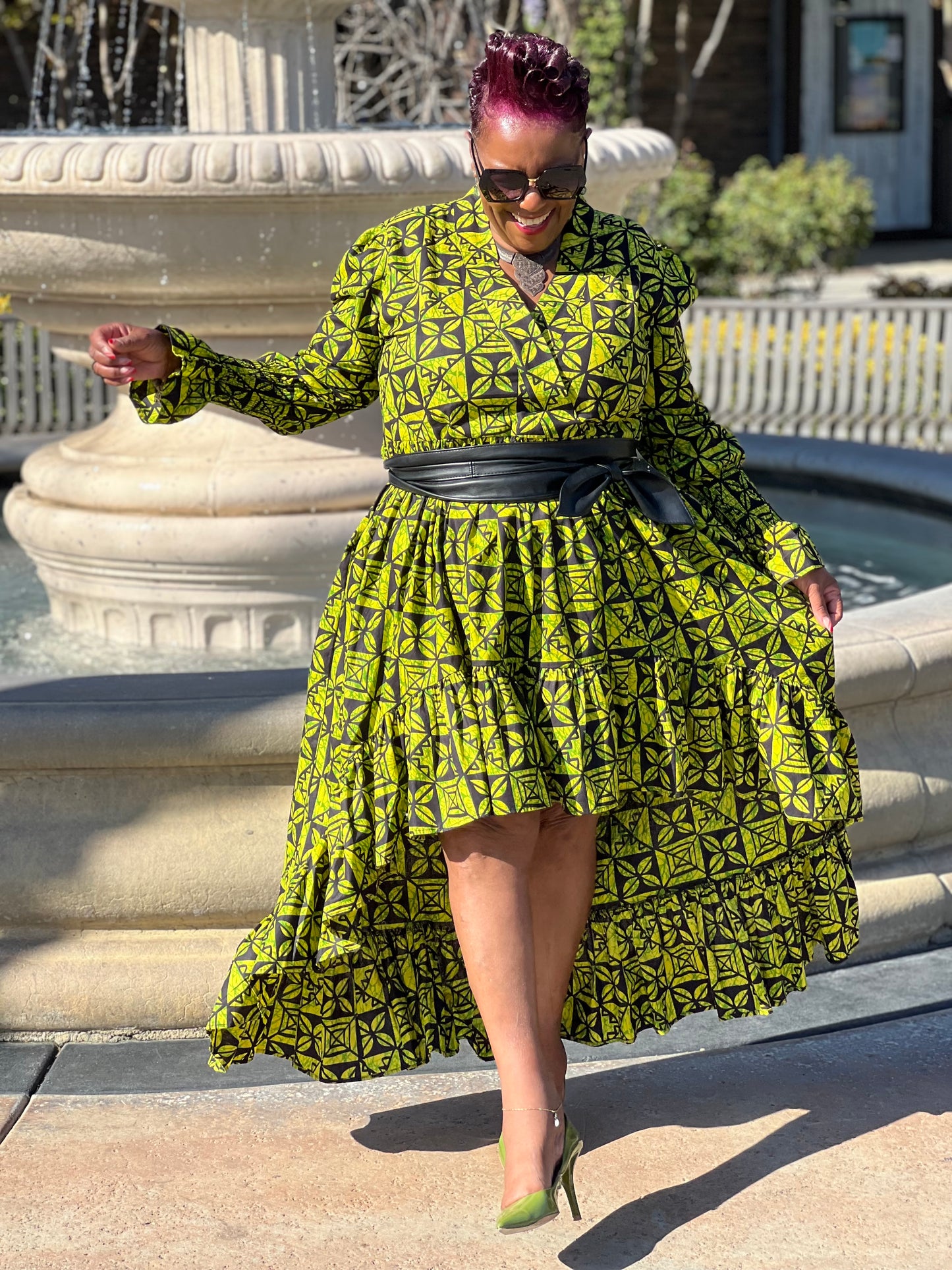 Mariah African Print Hi-Low Dress