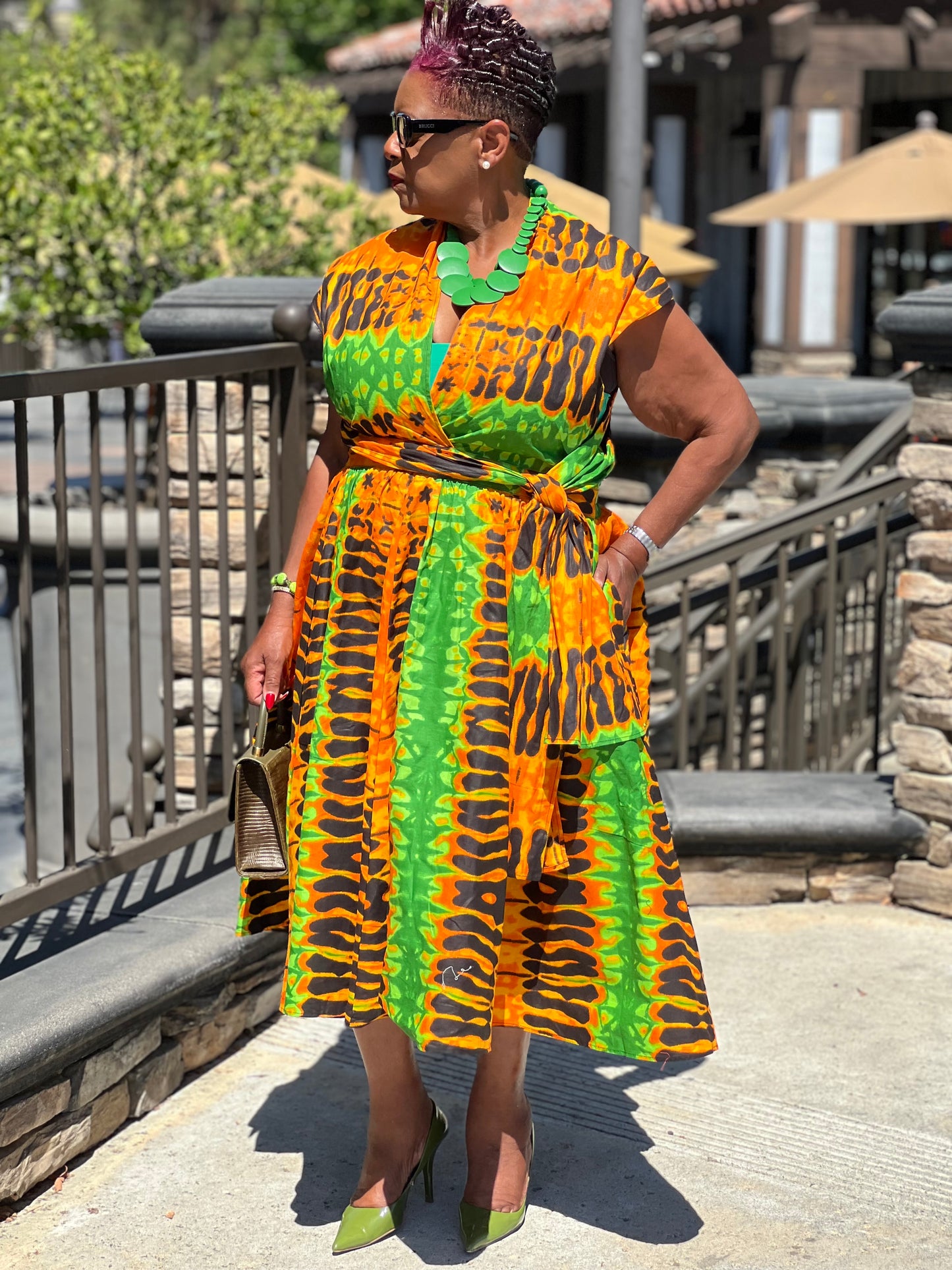 Sassy African Print Infinity Hi-Low Dress - Shirley Girl Boutique