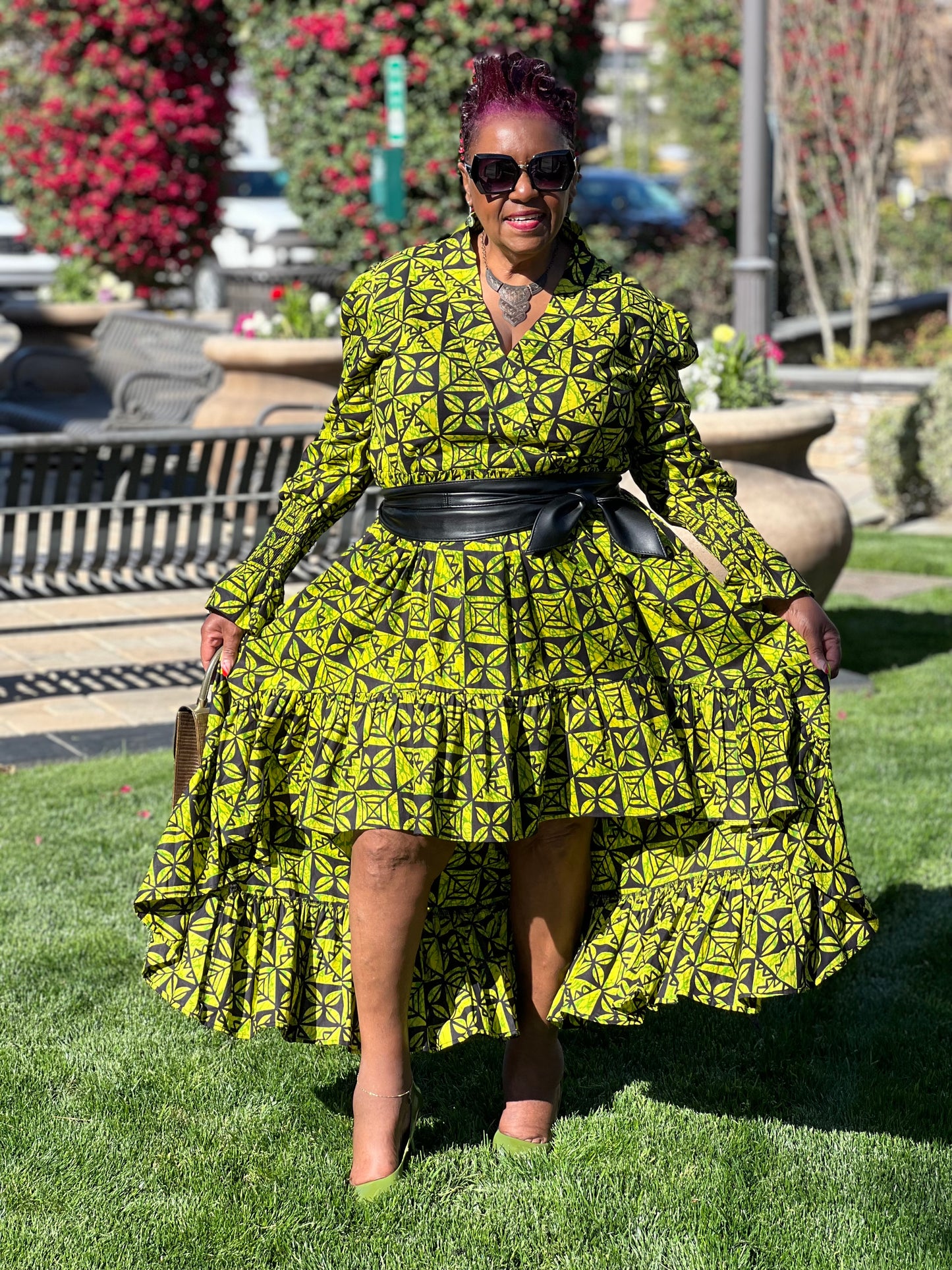 Mariah African Print Hi-Low Dress