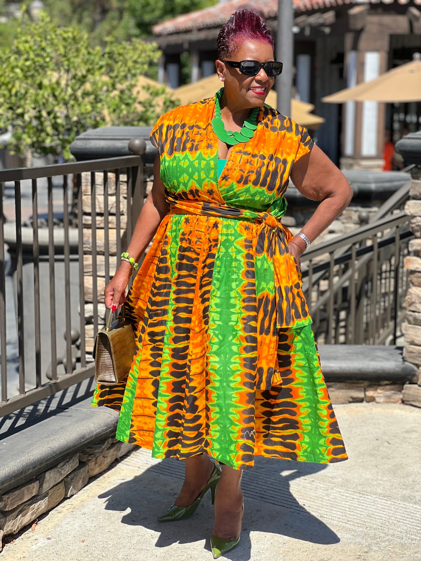 Sassy African Print Infinity Hi-Low Dress - Shirley Girl Boutique