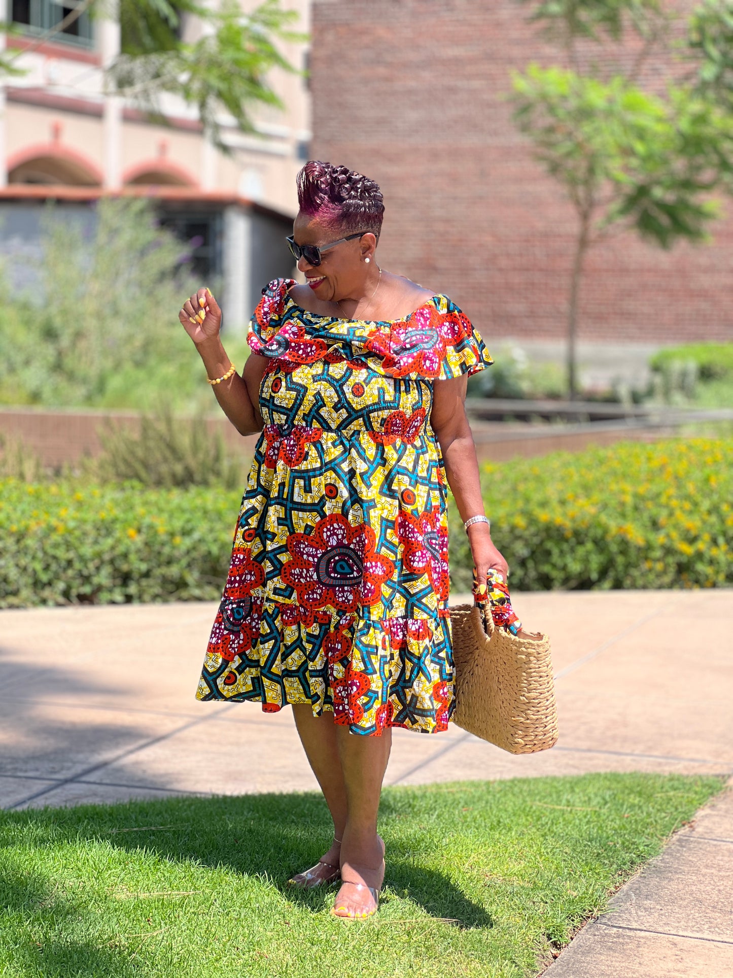 Paris African Print Midi Dress - Shirley Girl Boutique