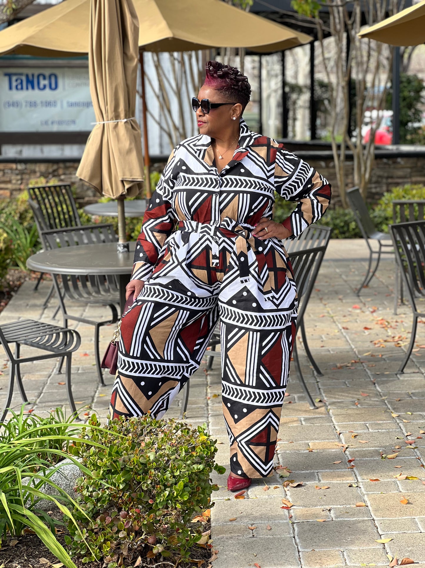 African Mud Cloth Jumpsuit - Shirley Girl Boutique