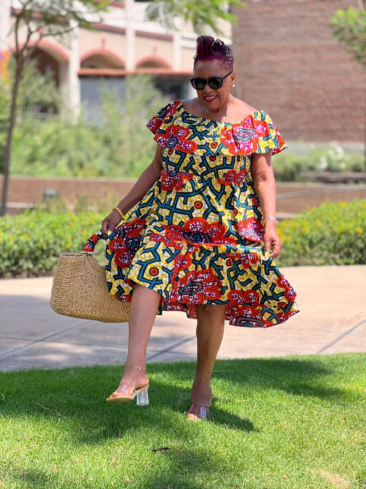 Paris African Print Midi Dress - Shirley Girl Boutique