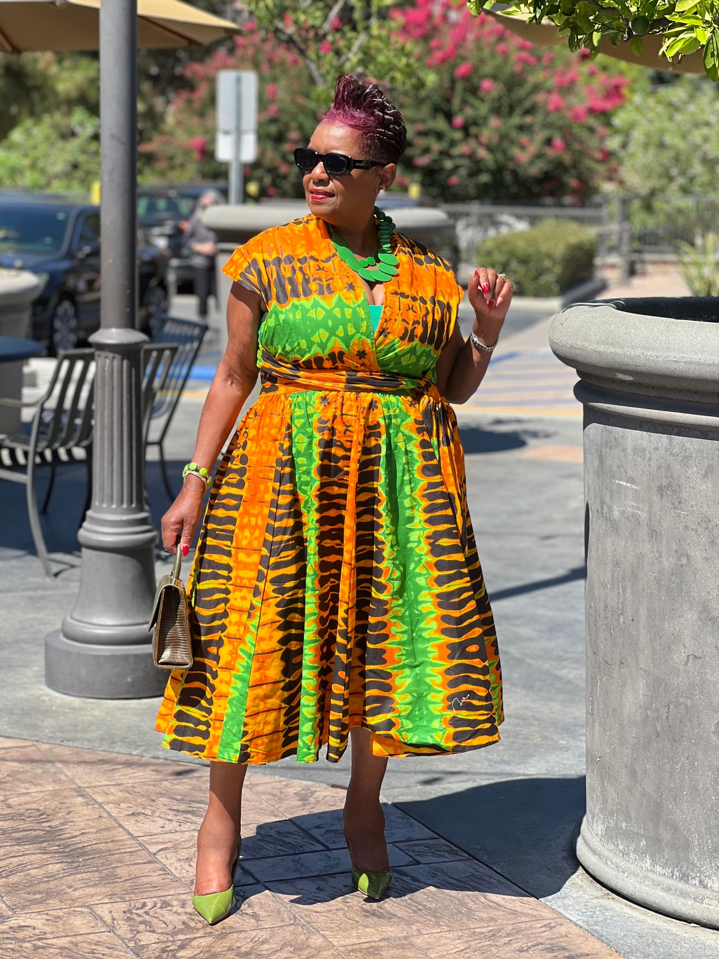 Sassy African Print Infinity Hi-Low Dress - Shirley Girl Boutique