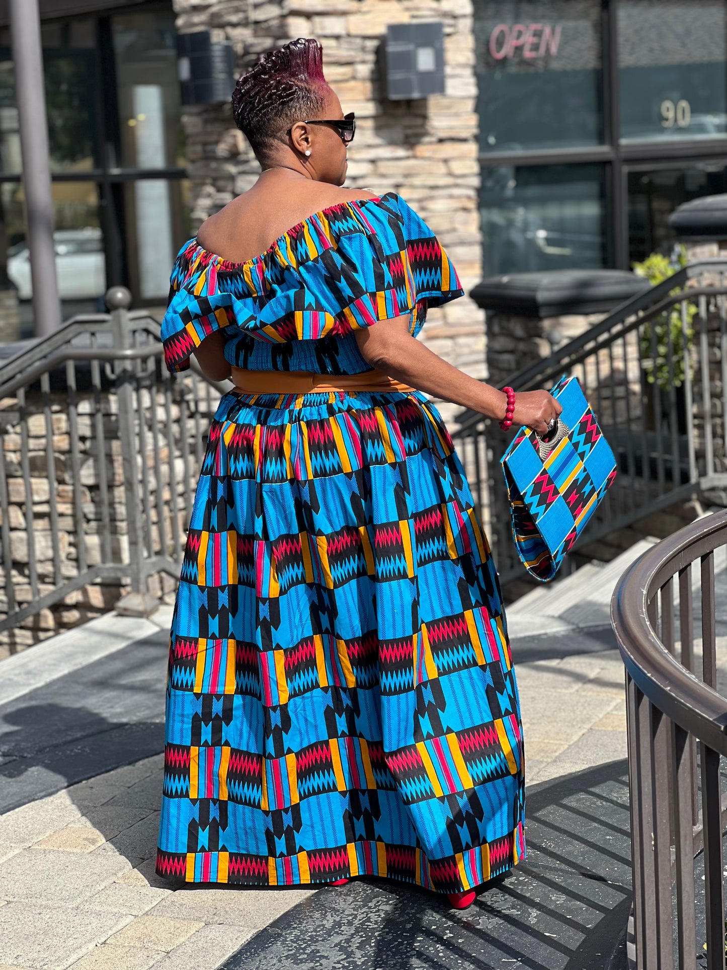 Londyn African Print Dress & Handbag - Shirley Girl Boutique