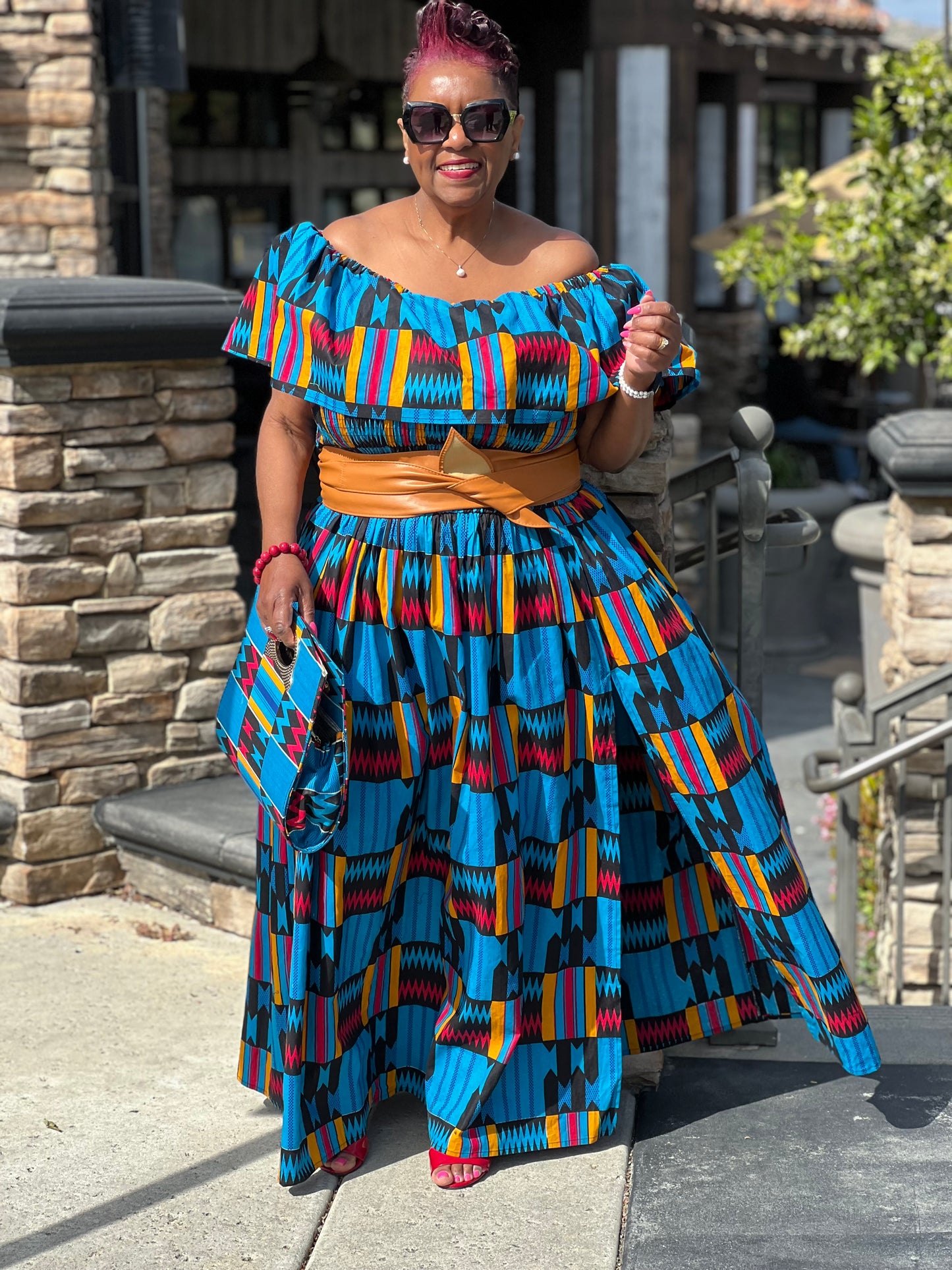 Londyn African Print Dress & Handbag - Shirley Girl Boutique