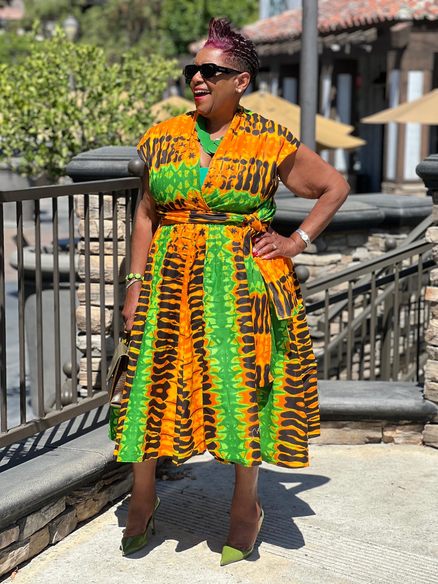 Sassy African Print Infinity Hi-Low Dress - Shirley Girl Boutique