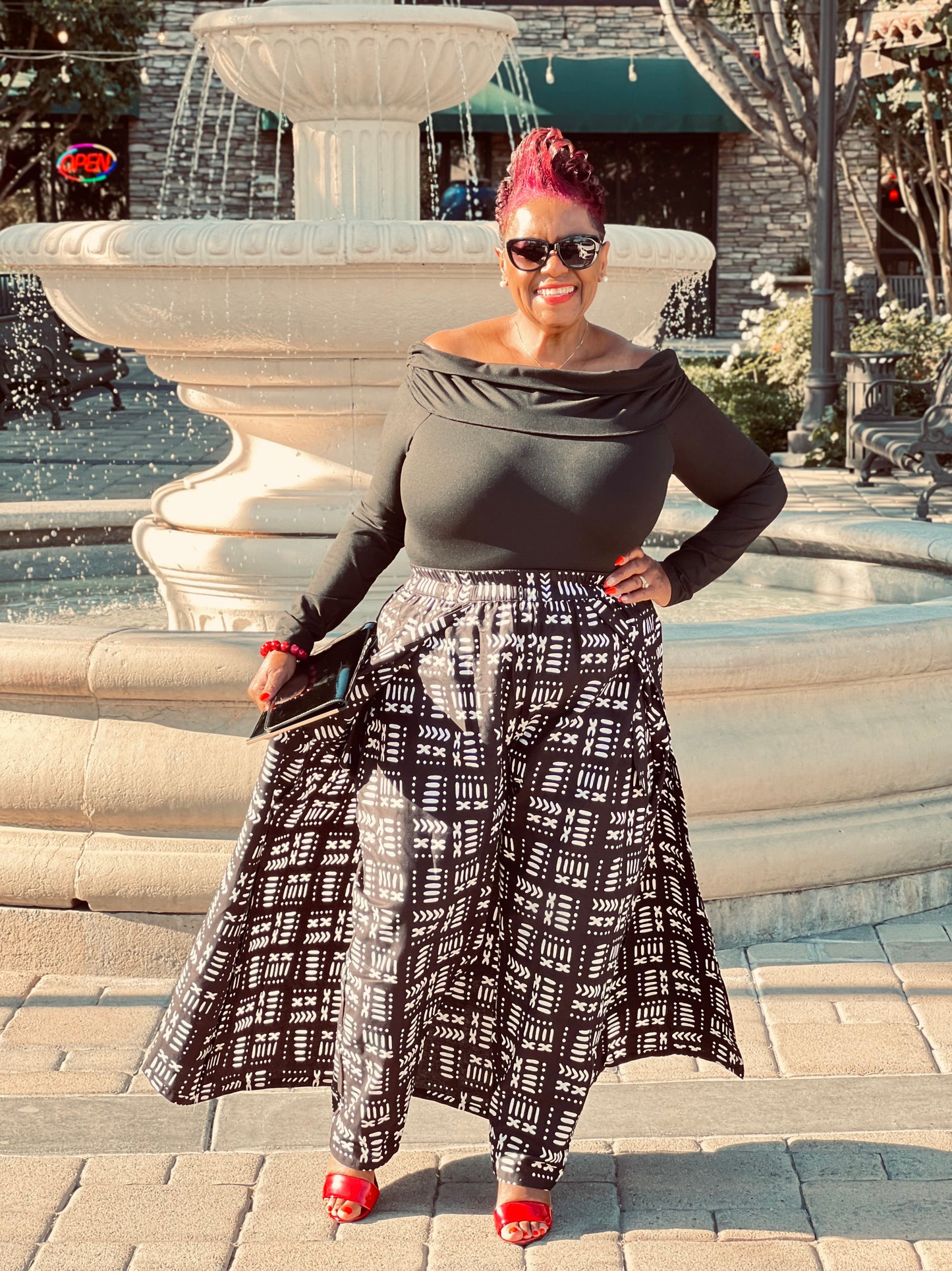 Stormy African Print Pants With Skirt Overlay