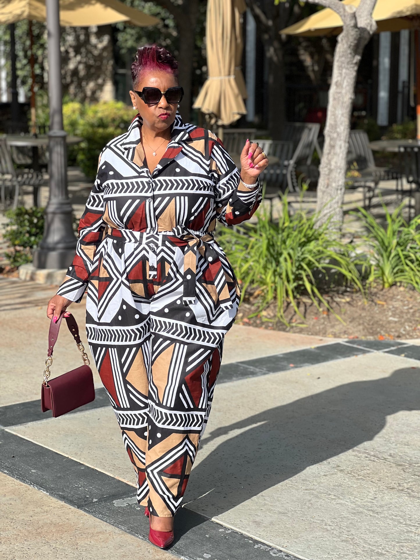 African Mud Cloth Jumpsuit-ShirleyGirlBoutique