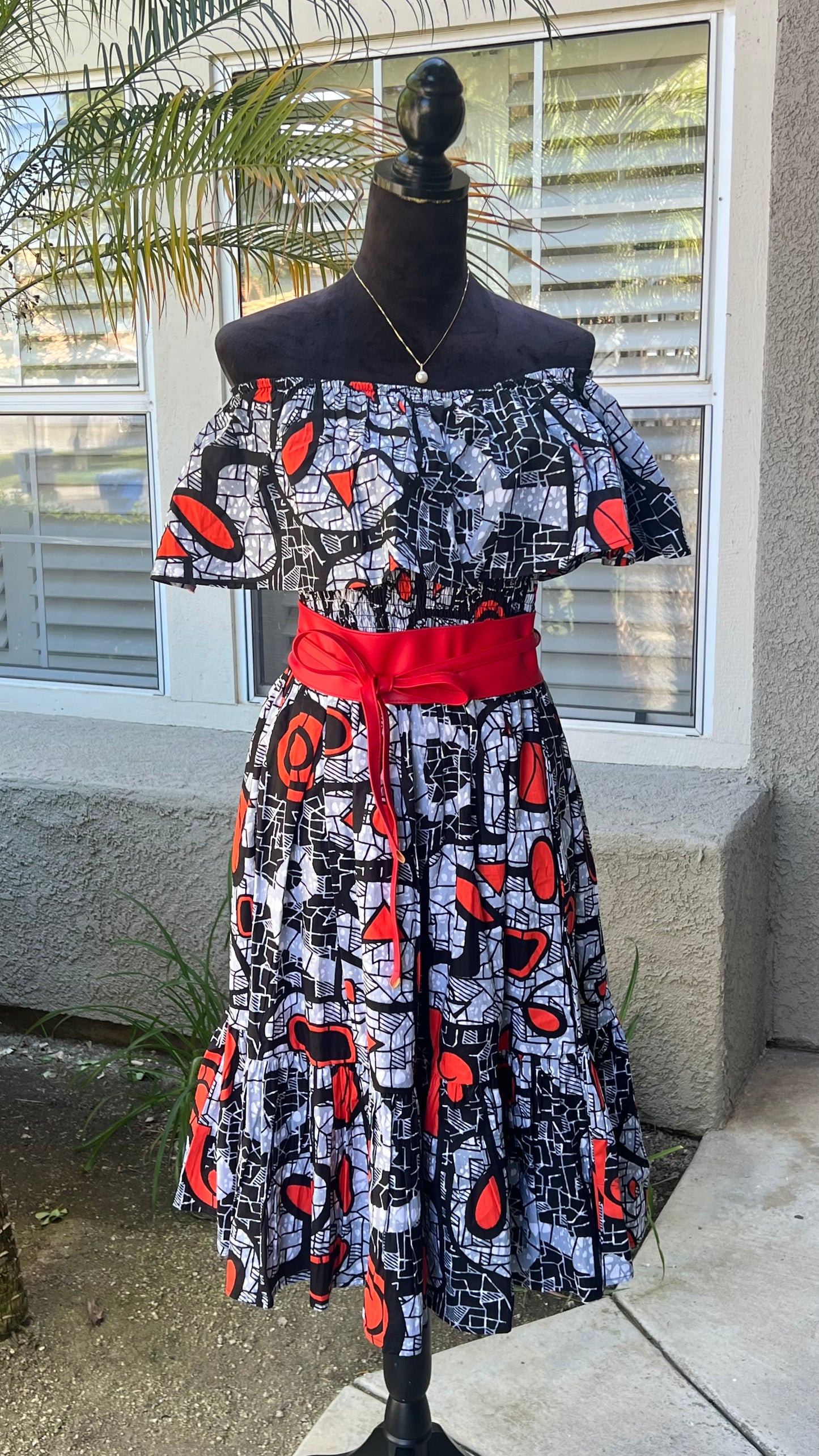 Paris African Print Midi Dress - Shirley Girl Boutique