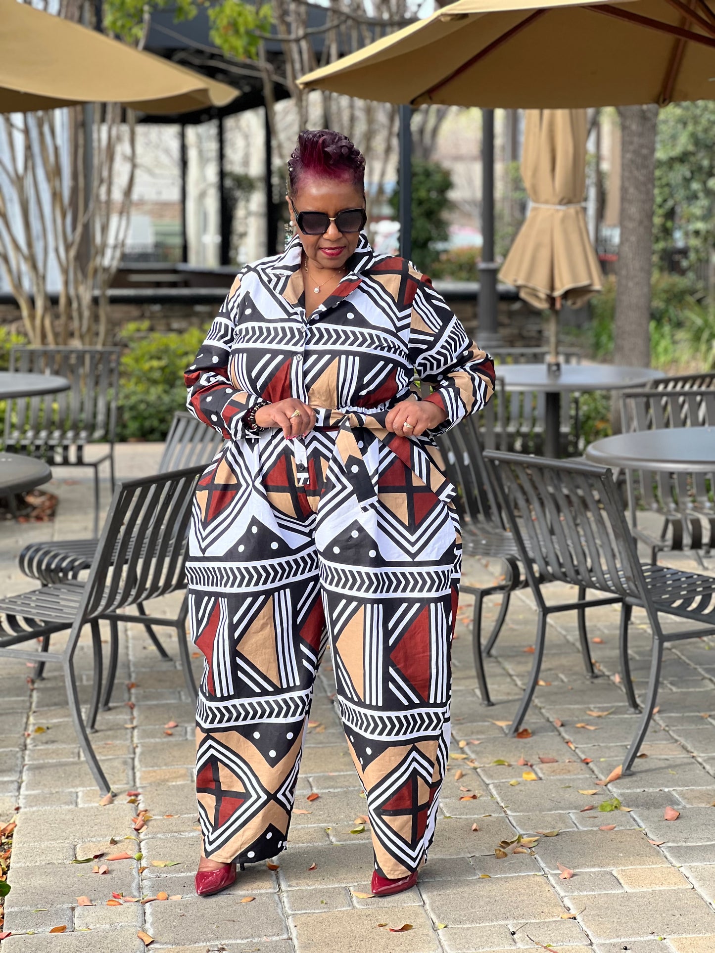 African Mud Cloth Jumpsuit - Shirley Girl Boutique