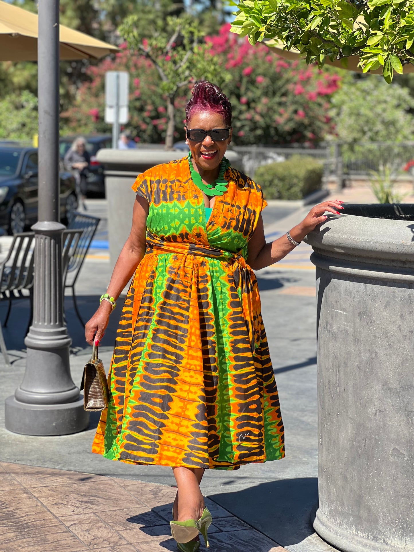 Sassy African Print Infinity Hi-Low Dress - Shirley Girl Boutique