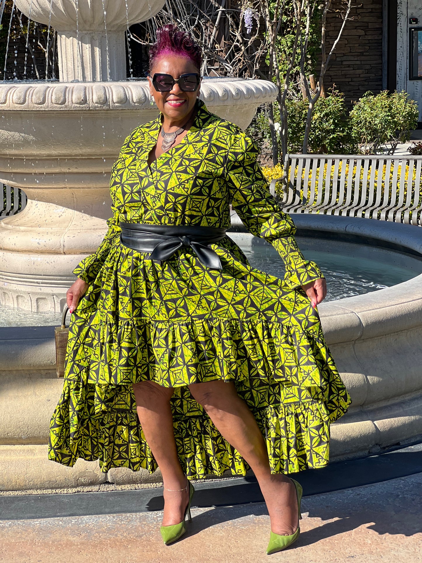 Mariah African Print Hi-Low Dress