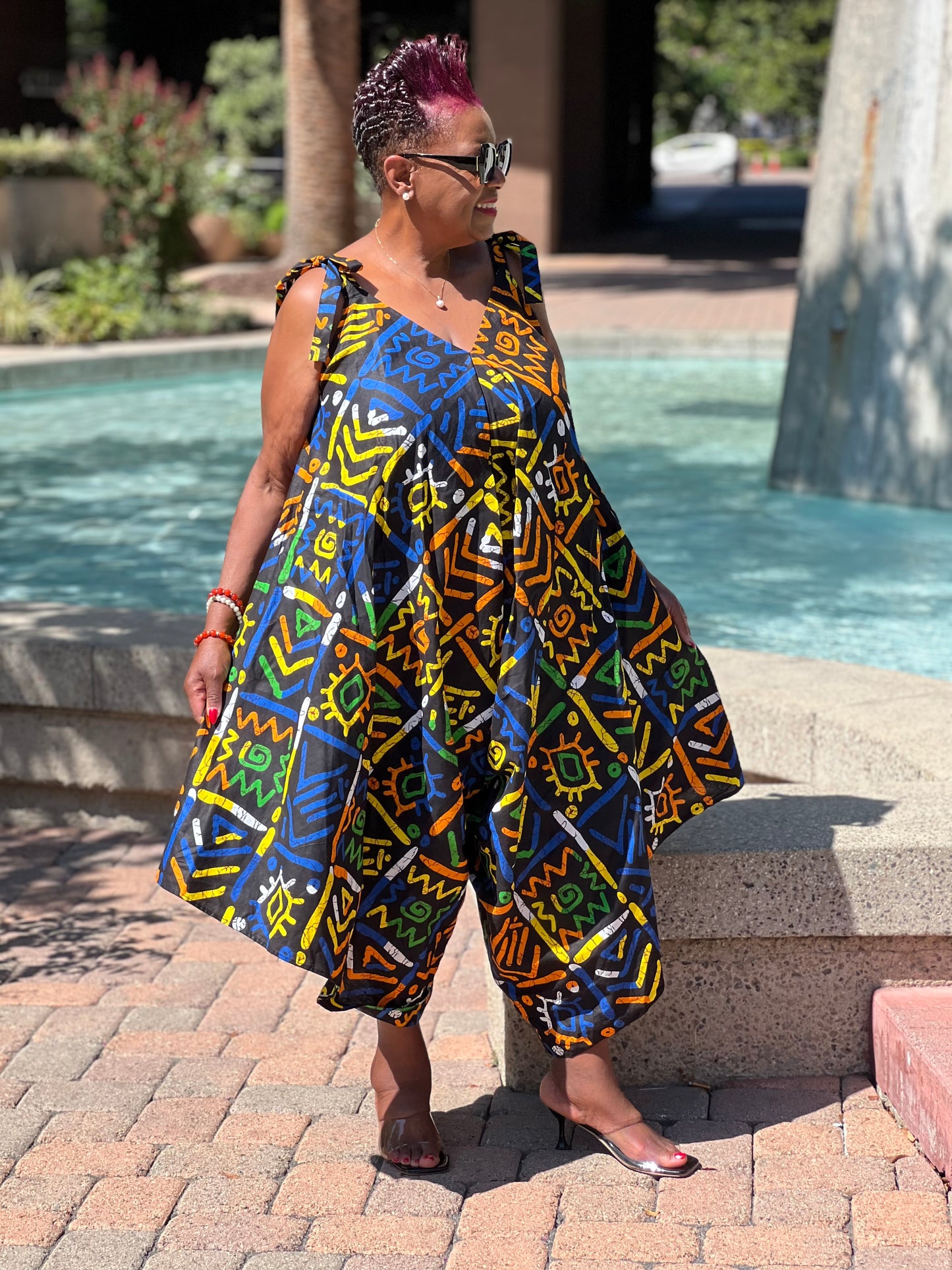 Raven African Print Harem Jumpsuit-Shirley Girl Boutique