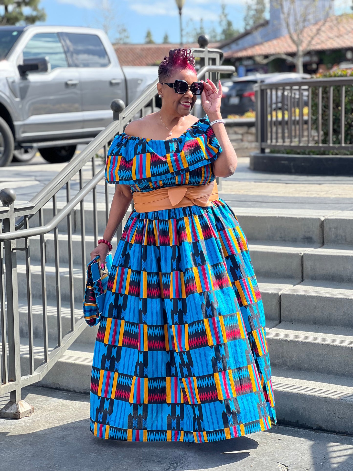 Londyn African Print Dress & Handbag