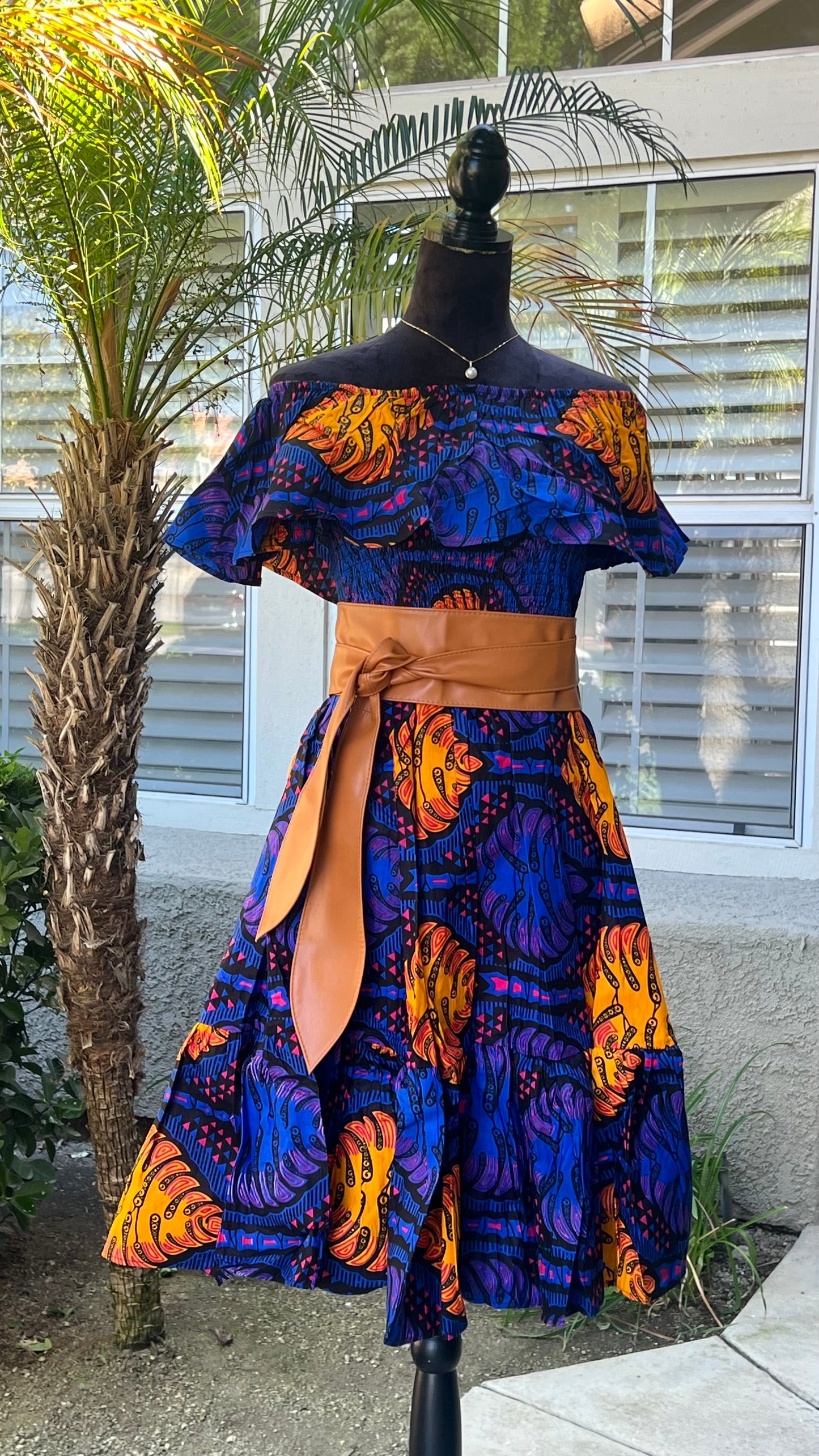 Paris African Print Midi Dress - Shirley Girl Boutique
