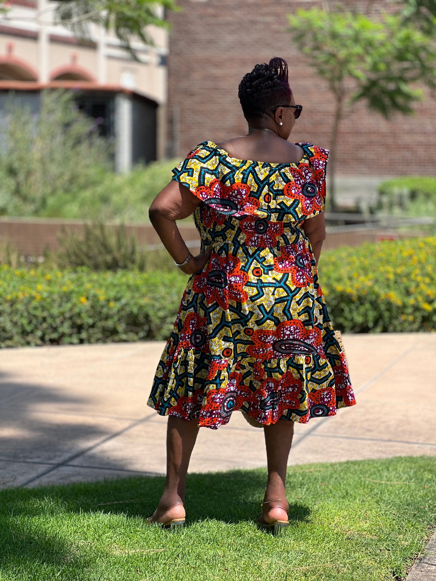 Paris African Print Midi Dress - Shirley Girl Boutique
