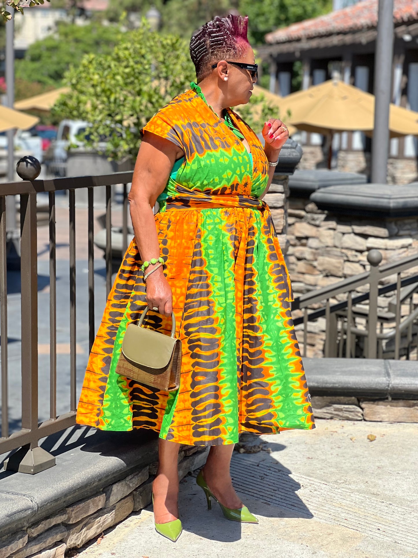 Sassy African Print Infinity Hi-Low Dress - Shirley Girl Boutique