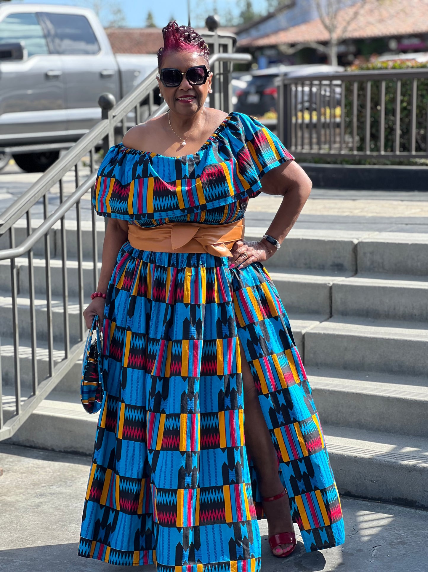 Londyn African Print Dress & Handbag - Shirley Girl Boutique