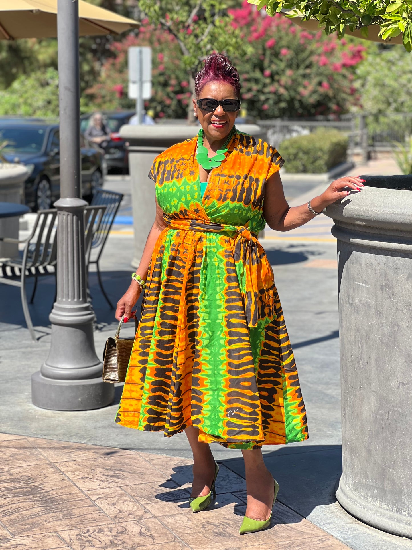 Sassy African Print Infinity Hi-Low Dress - Shirley Girl Boutique