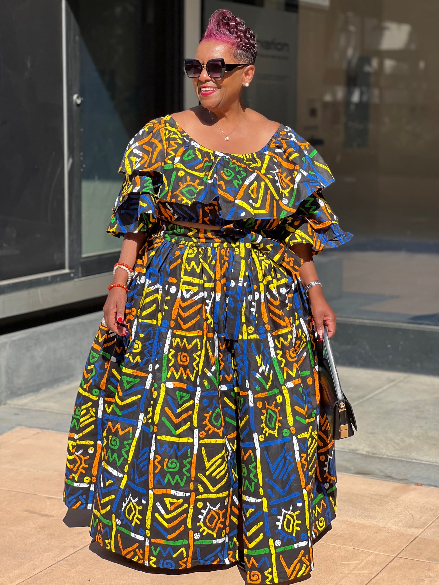 Parker African Print Skirt & Crop Top - Shirley Girl Boutique