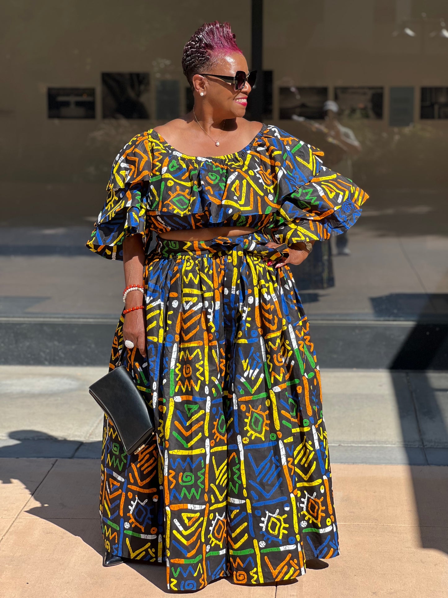 Parker African Print Skirt & Crop Top - Shirley Girl Boutique