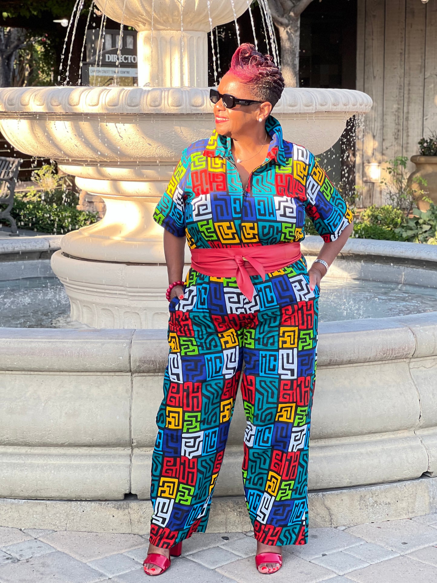Jazz African Print Jumpsuit-Shirley Girl Boutique