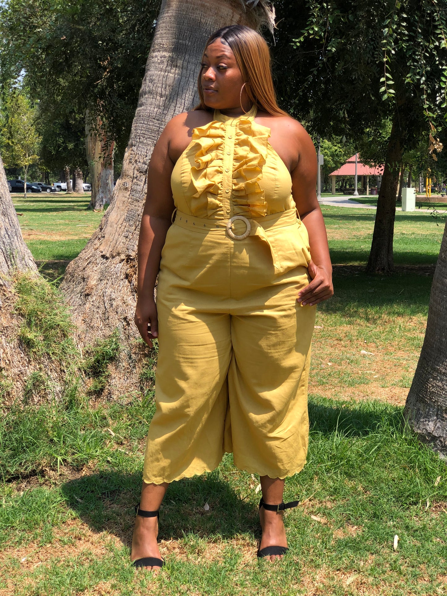 Honey Mustard Halter Jumpsuit