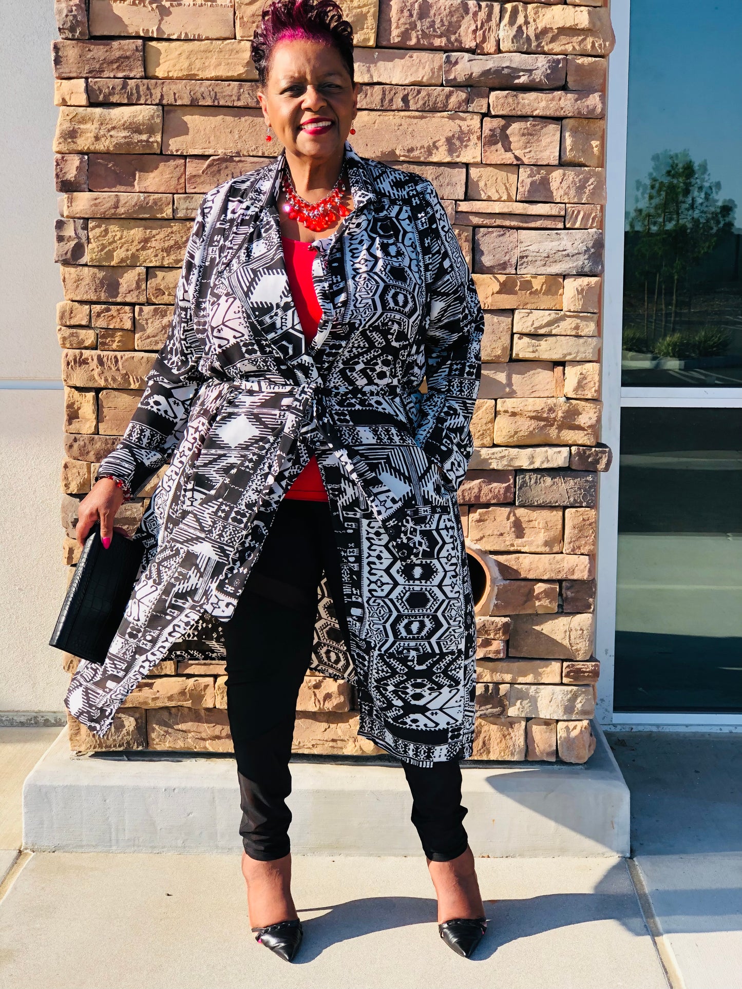 Symone Black & White Maxi Jacket - Shirley Girl Boutique
