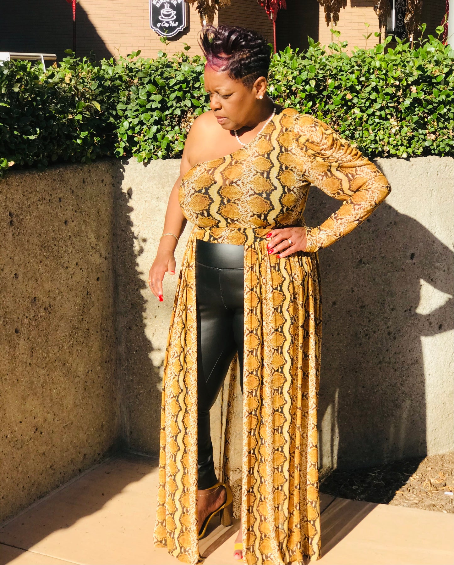 Topaz One Shoulder Open Maxi - Shirley Girl Boutique