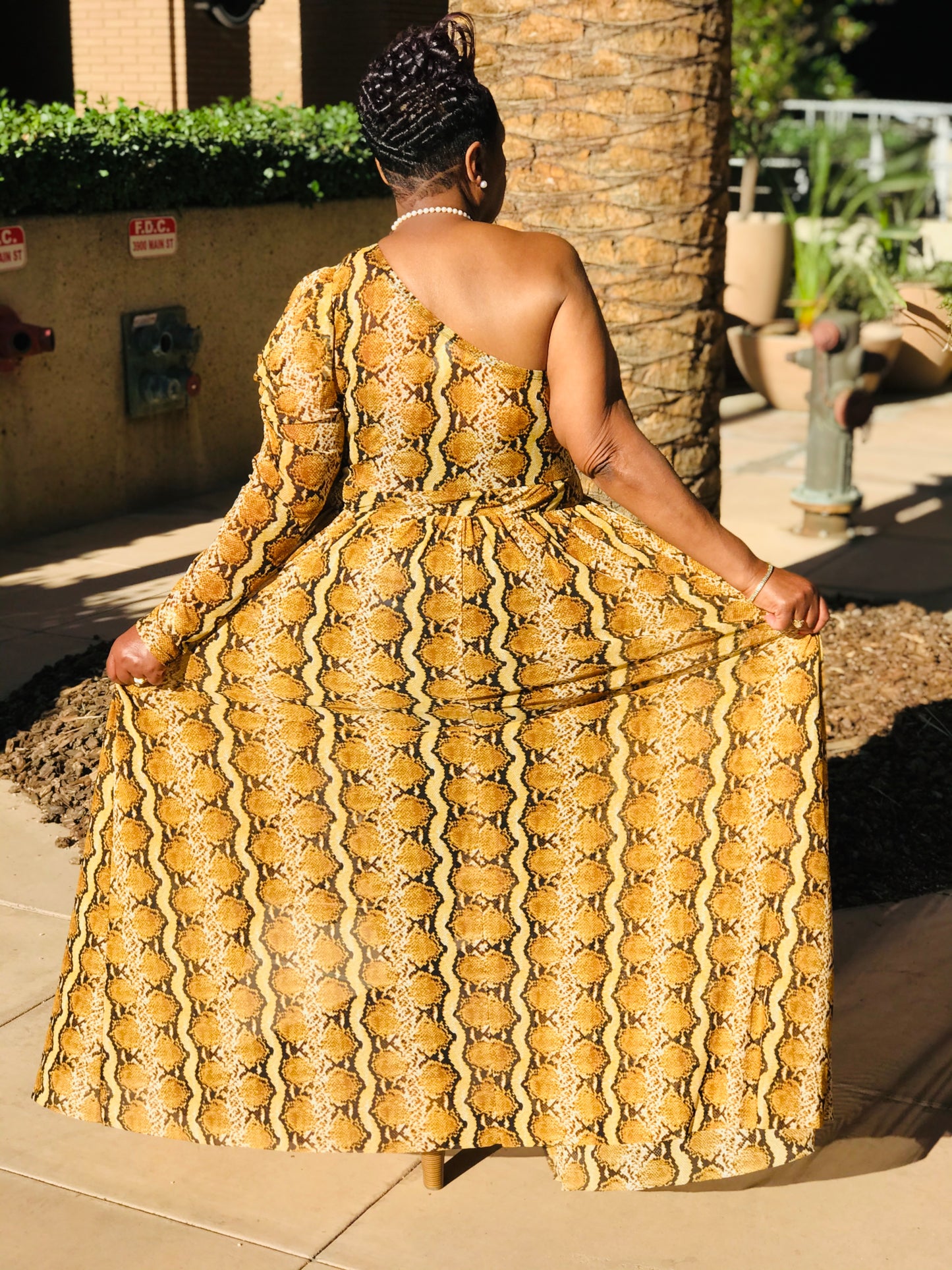 Topaz One Shoulder Open Maxi - Shirley Girl Boutique