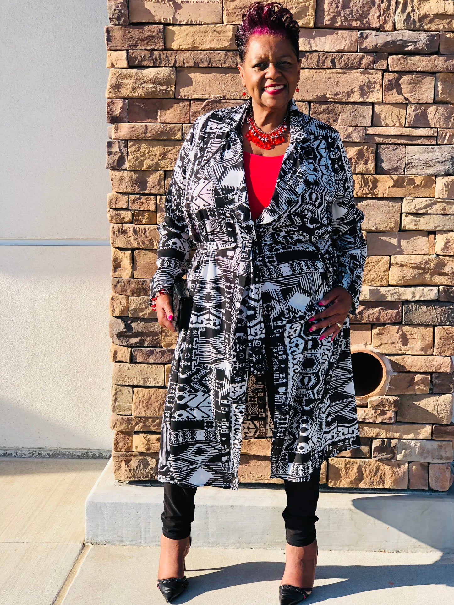 Symone Black & White Maxi Jacket - Shirley Girl Boutique
