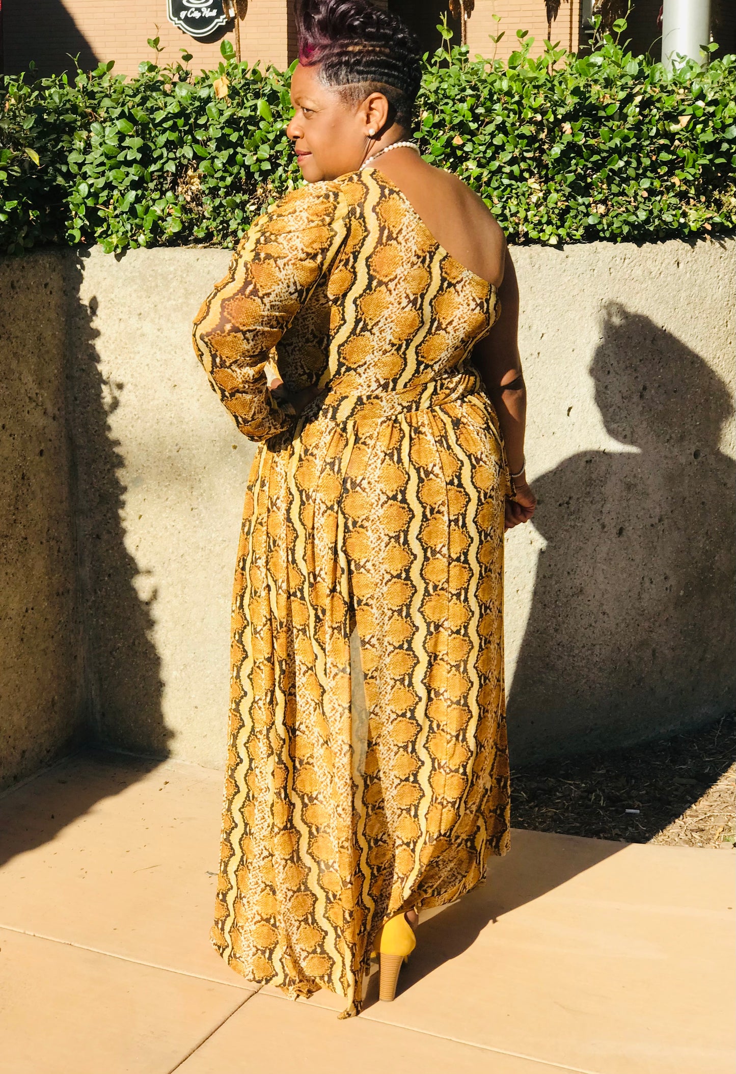 Topaz One Shoulder Open Maxi - Shirley Girl Boutique