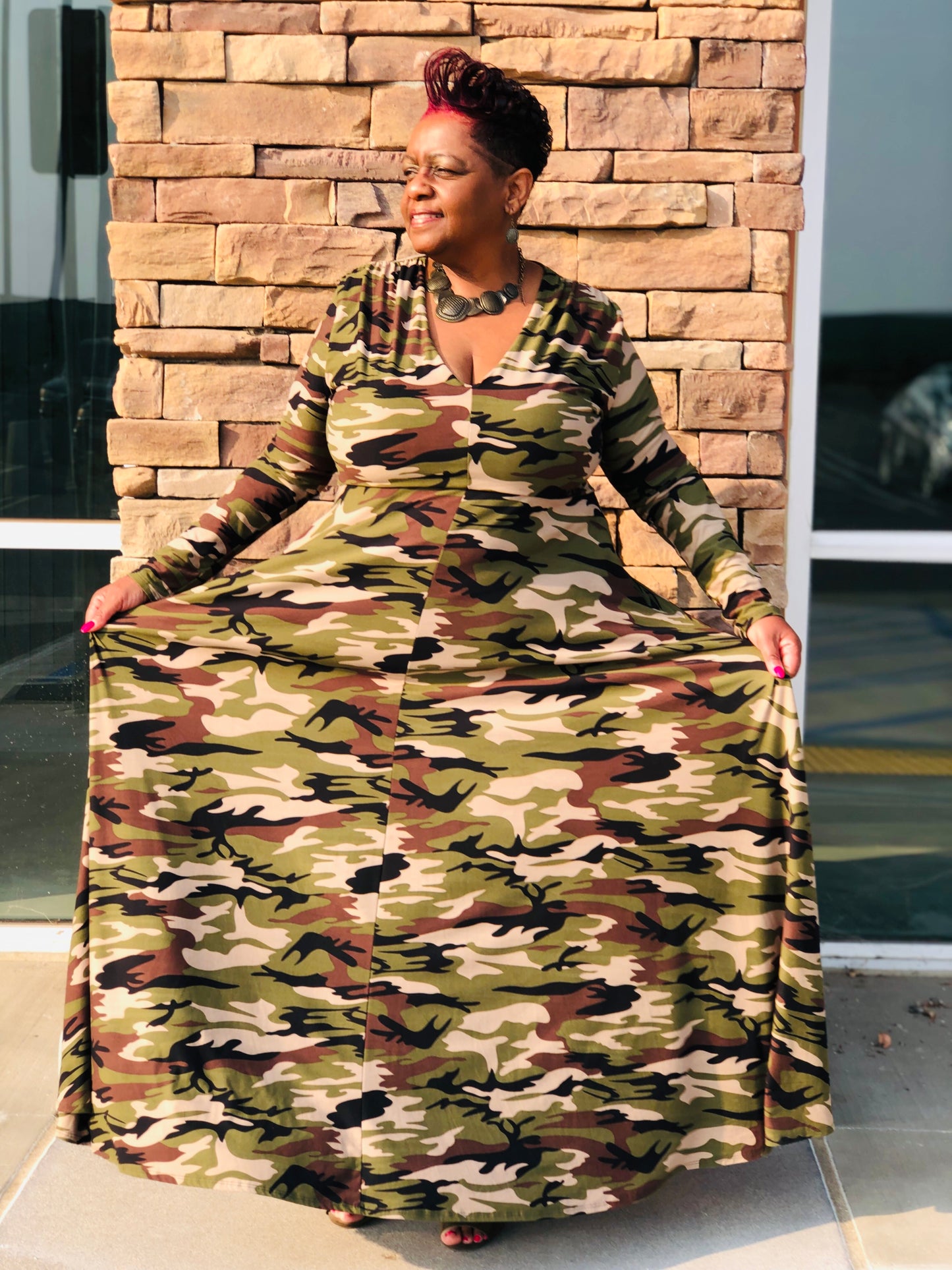 Green Camo Maxi - Shirley Girl Boutique
