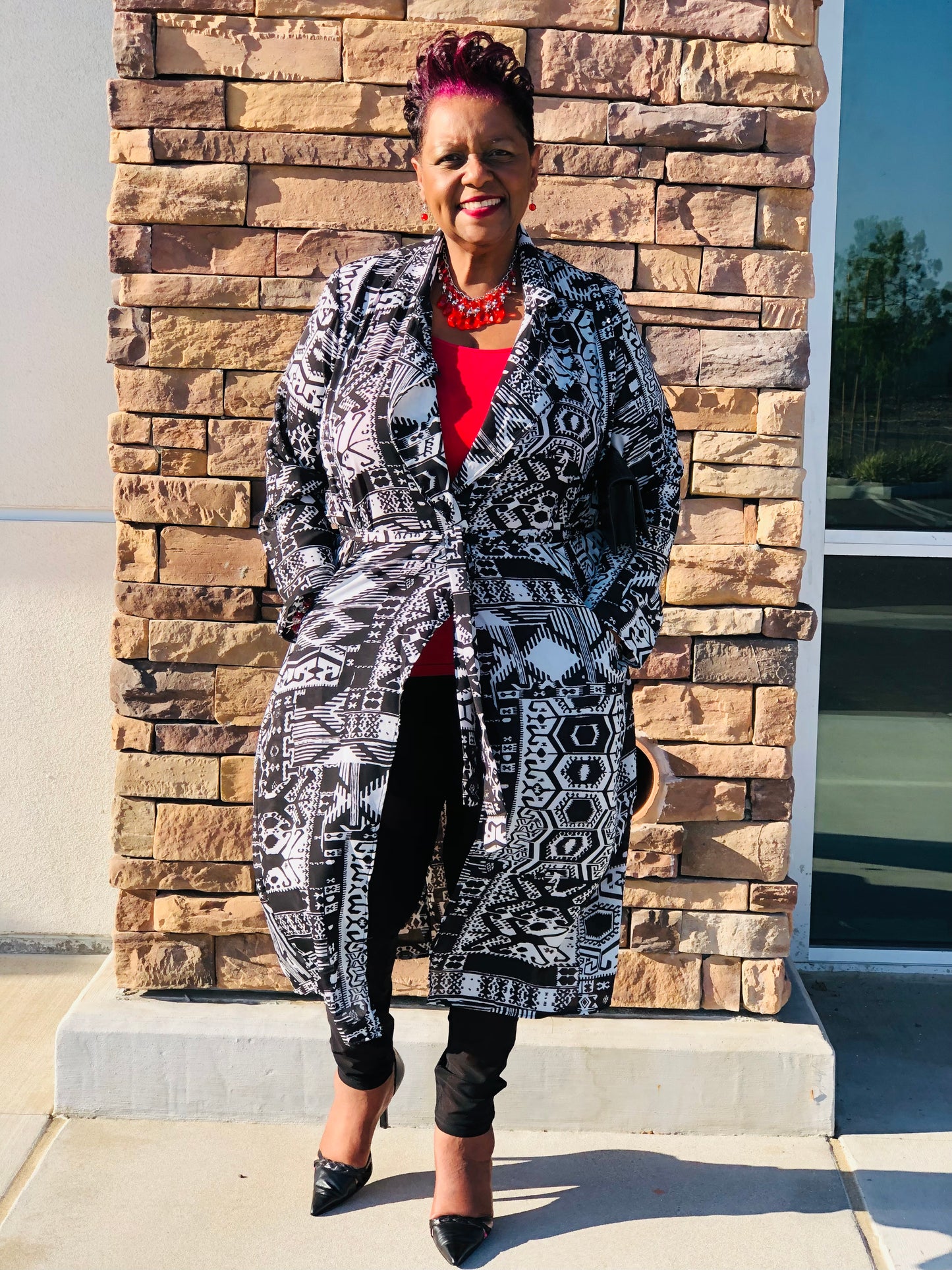 Symone Black & White Maxi Jacket - Shirley Girl Boutique