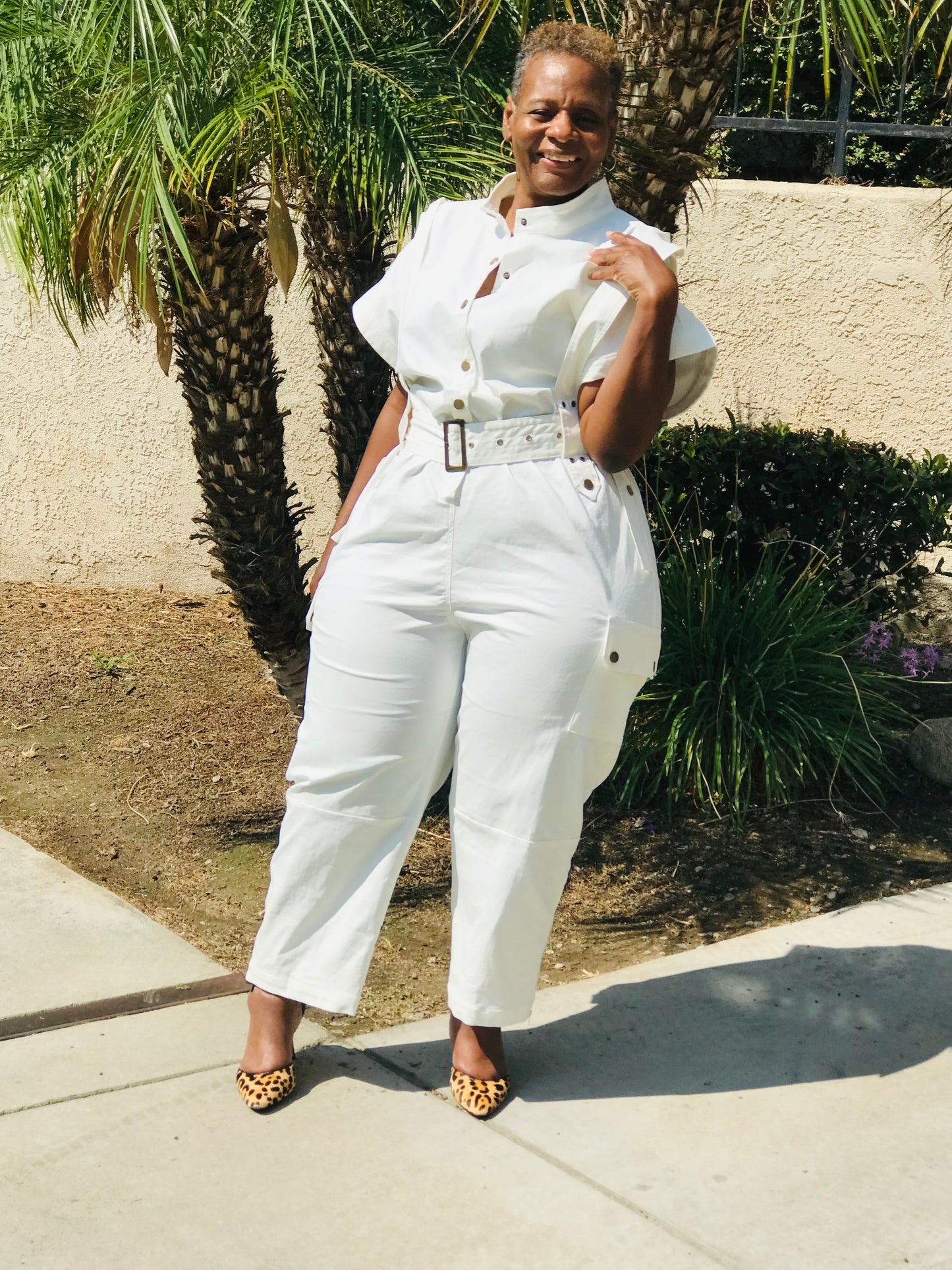 Marley White Denim Cargo Jumpsuit - Shirley Girl Boutique