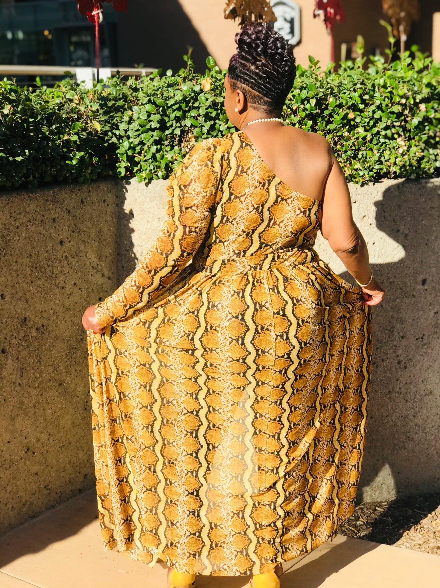 Topaz One Shoulder Open Maxi - Shirley Girl Boutique
