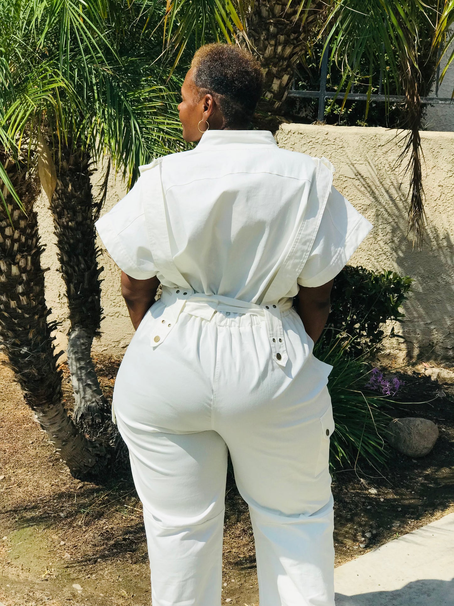 Marley White Denim Cargo Jumpsuit - Shirley Girl Boutique