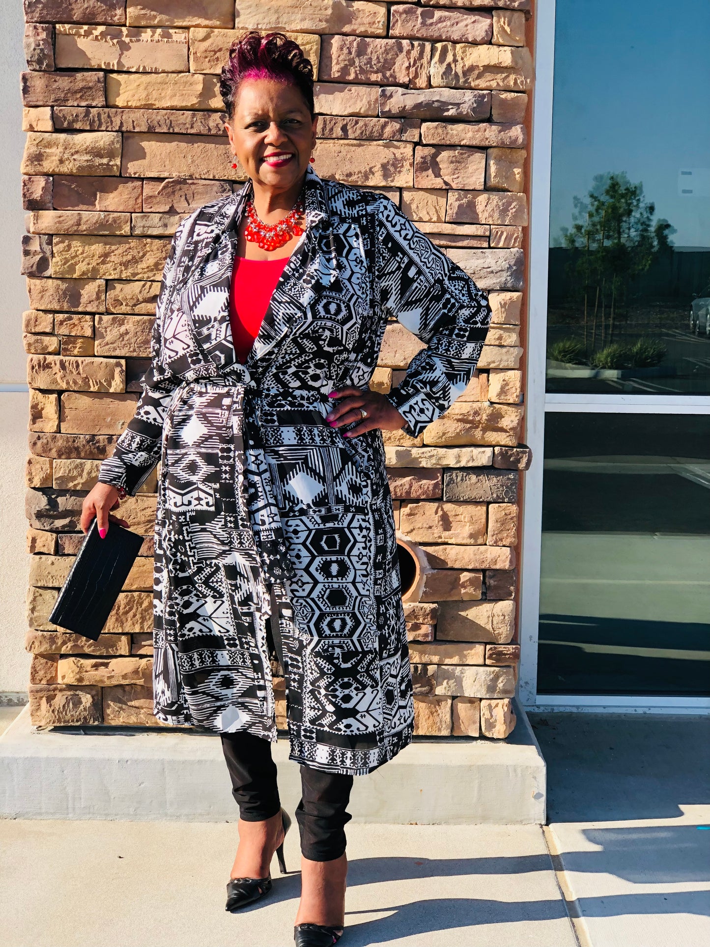 Symone Black & White Maxi Jacket - Shirley Girl Boutique