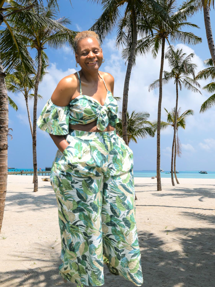 Tropical 2-PC Off The Shoulder Jumpsuit-Shirley Girl Boutique