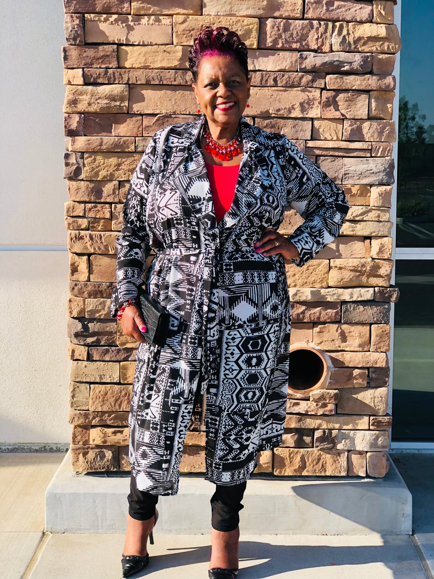 Symone Black & White Maxi Jacket - Shirley Girl Boutique