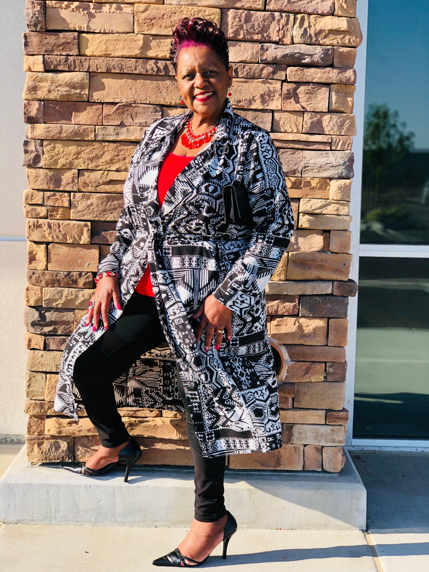 Symone Black & White Maxi Jacket - Shirley Girl Boutique