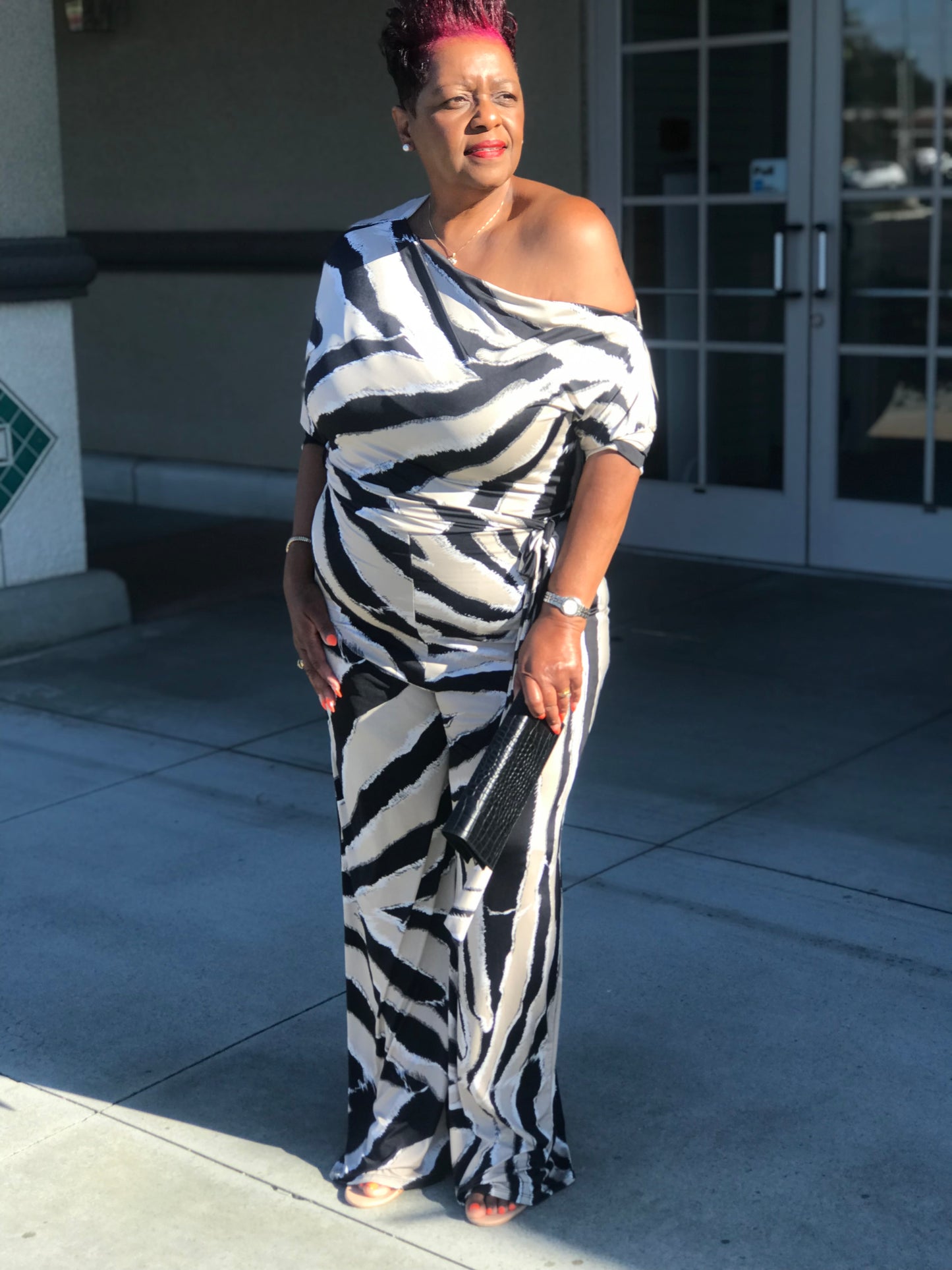 Logan Zebra Stripe Jumpsuit-Shirley Girl Boutique