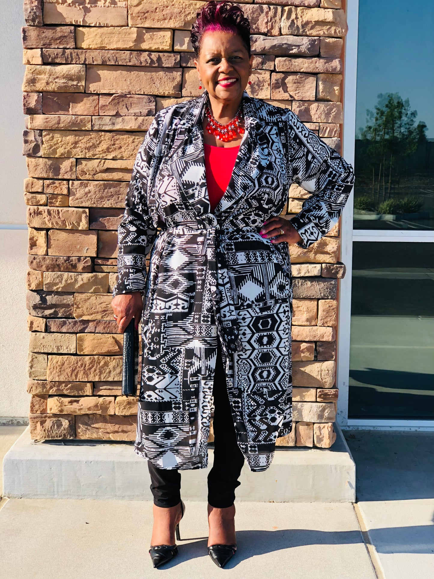 Symone Black & White Maxi Jacket - Shirley Girl Boutique