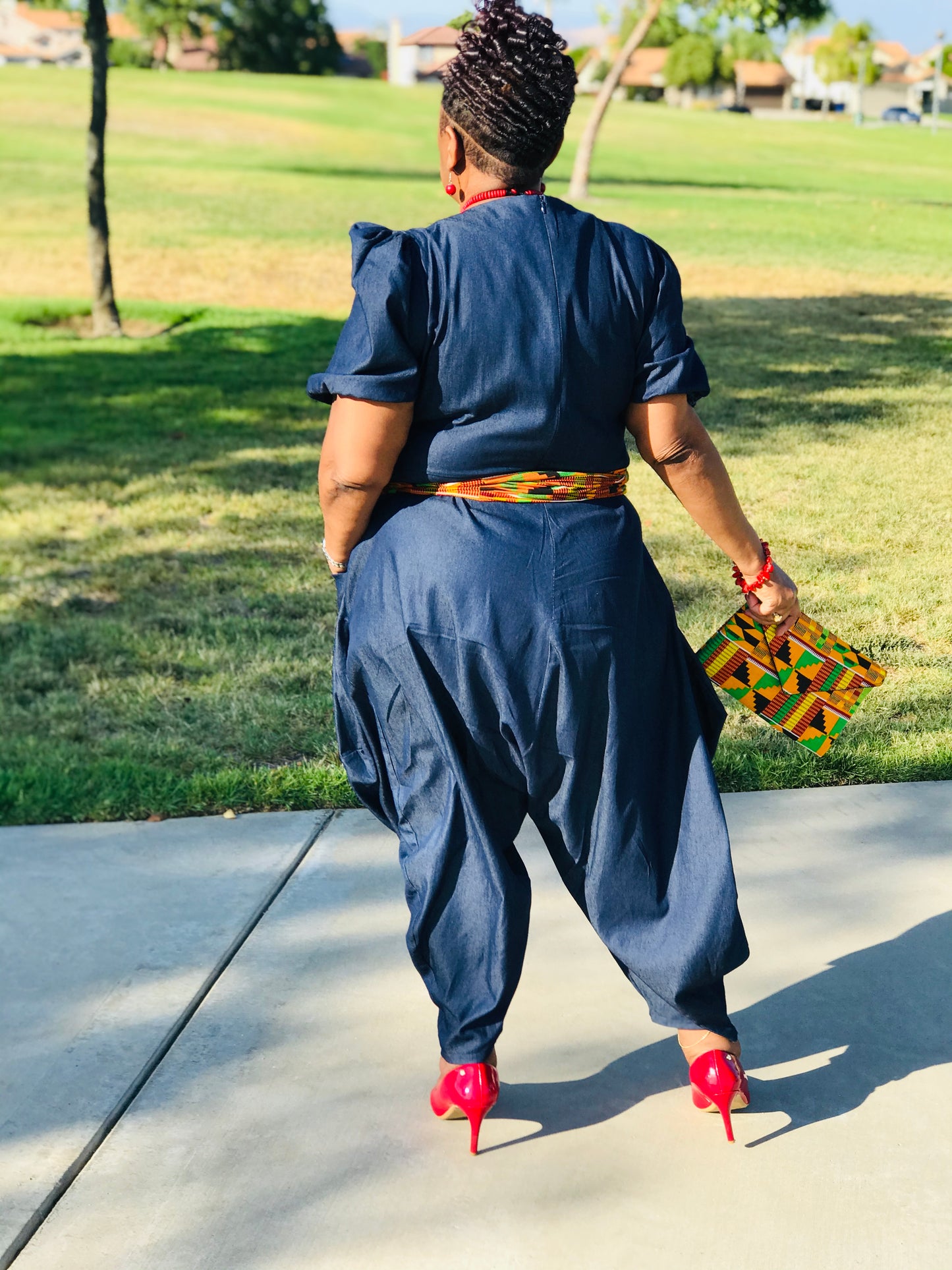 The Jada Denim Harem Jumpsuit - Shirley Girl Boutique