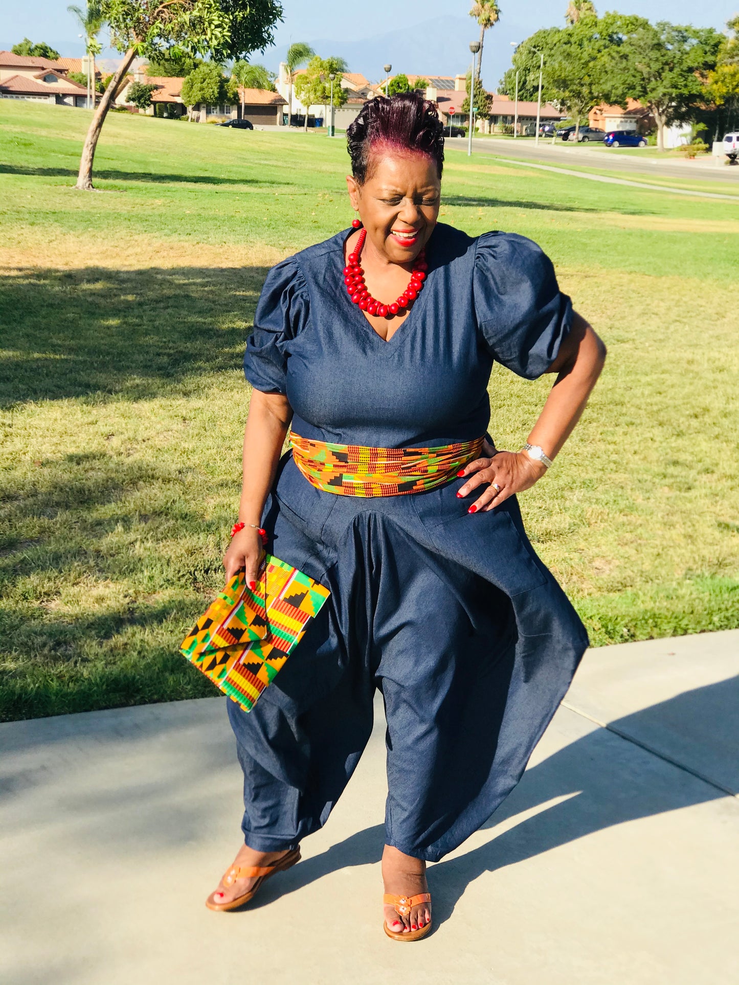 The Jada Denim Harem Jumpsuit - Shirley Girl Boutique